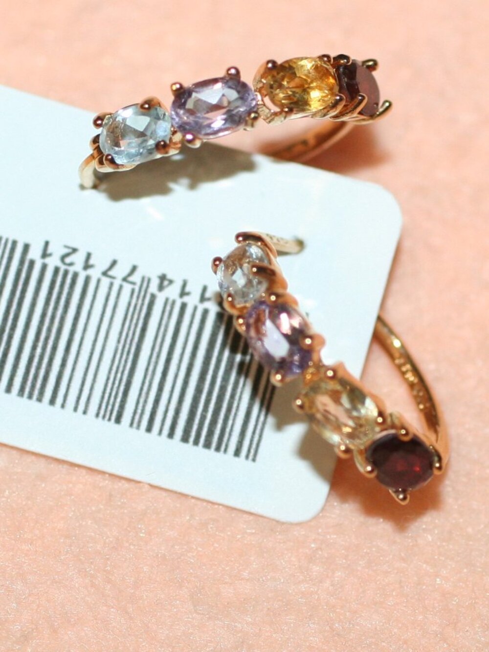 DBJ 925 Sterling w Multi Color Gems Leverback Hoop Gold Tone Earrings